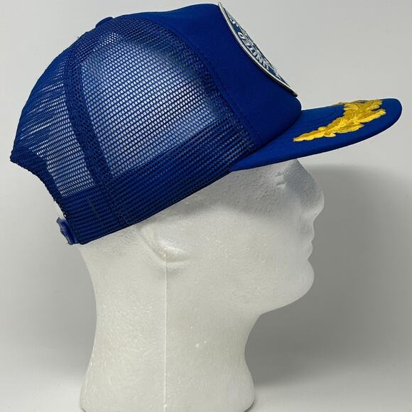 Vintage 80s US Air Force Retired Trucker Hat Cap Blue USAF Gold Scrambled Eggs - Picture 7 of 9